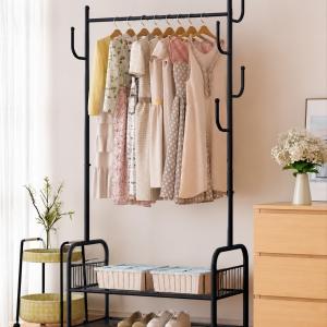 CLOTH HANGER RACK  WITH HOOK -BLACK