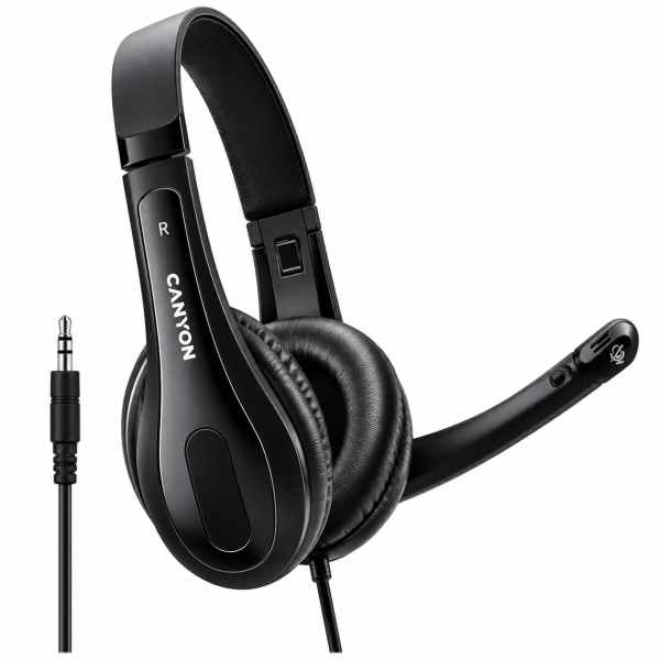 CANYON PC headset HSC-1 PC Mic Flat 2m Black
