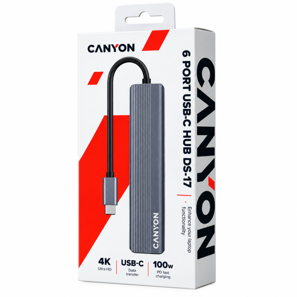 CANYON hub DS-17 6in1 4k USB-C Grey