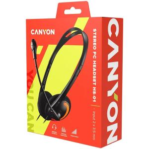 CANYON PC headset HS-01 PC Mic Flat 1.8m Black Orange