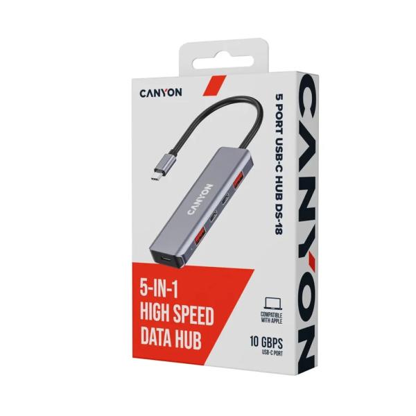 CANYON hub DS-18 5in1 USB-C Grey