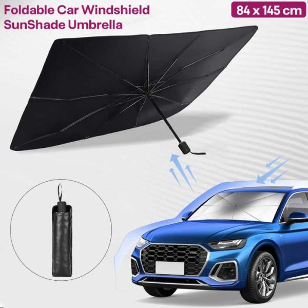 FOLDABLE CAR SUN SHADE UMBRELLA  SILVER S-110 (80X140)