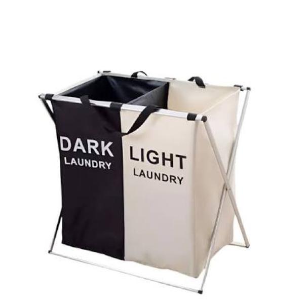2 BAG LAUNDRY SORTER FOLDING BASKET