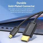Vention HDMI-D Male to HDMI-A Male 4K HD Cable 3M Black