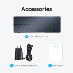 Vention 1-In & 8-Out HDMI Splitter 4K@60Hz Black Aluminum Alloy Type EU Standard