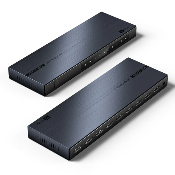 Vention 1-In & 8-Out HDMI Splitter 4K@60Hz Black Aluminum Alloy Type EU Standard