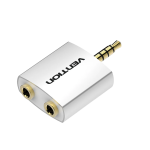Vention 4 Pole 3.5mm Male to 2*3.5mm Female Audio Adapter Silvery Metal Type