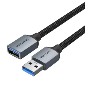 Vention Cotton Braided USB 3.0 Type A Male to Female Extension Cable 1.5M Gray Aluminum Alloy Type
