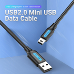 Vention USB 2.0 A Male to Mini-B  Male  Cable 0.5M Black PVC Type