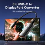 Vention Cotton Braided USB-C to DP 8K Converter 0.25M Black Zinc Alloy Type