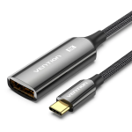 Vention Cotton Braided USB-C to DP 8K Converter 0.25M Black Zinc Alloy Type