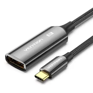 Vention Cotton Braided USB-C to DP 8K Converter 0.25M Black Zinc Alloy Type