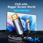 Vention Cotton Braided USB-C to HDMI-A 4K HD Cable 1.8M Gray Aluminum Alloy Type
