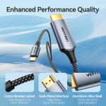Vention Cotton Braided USB-C to HDMI-A 4K HD Cable 1.8M Gray Aluminum Alloy Type