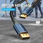 Vention Cotton Braided DP Male to Male HD Cable 8K 5M Blue Aluminum Alloy Type