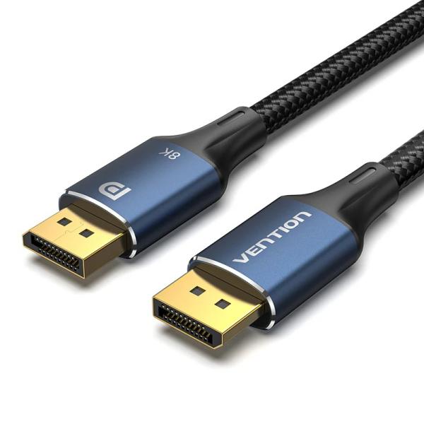 Vention Cotton Braided DP Male to Male HD Cable 8K 5M Blue Aluminum Alloy Type