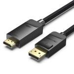 Vention Cotton Braided 4K DP Male to HDMI-A Male HD Cable 2M Black
