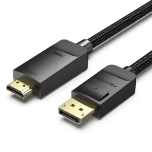 Vention Cotton Braided 4K DP Male to HDMI-A Male HD Cable 3M Black