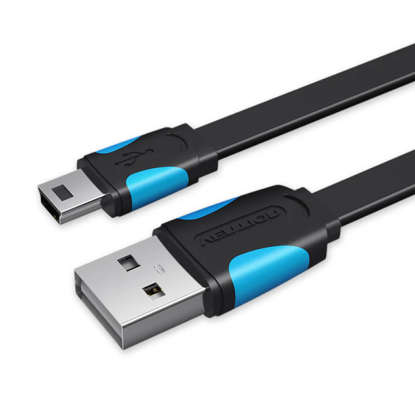 Vention Flat USB2.0 A Male to Mini 5 Pin Male Cable 1.5M Black