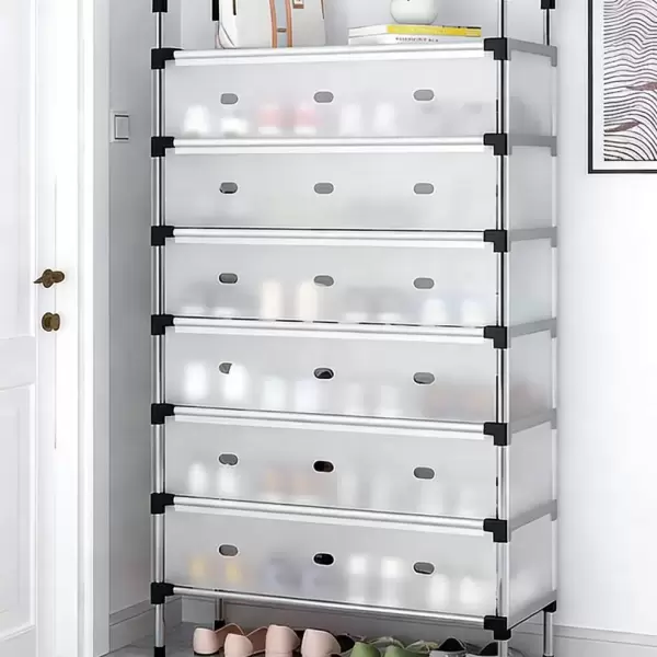 7 TIER STEEL SHOE RACK WITH COVER
