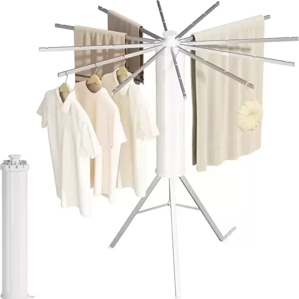 FOLDING CLOTH HANGER 12 RODS  WHITE