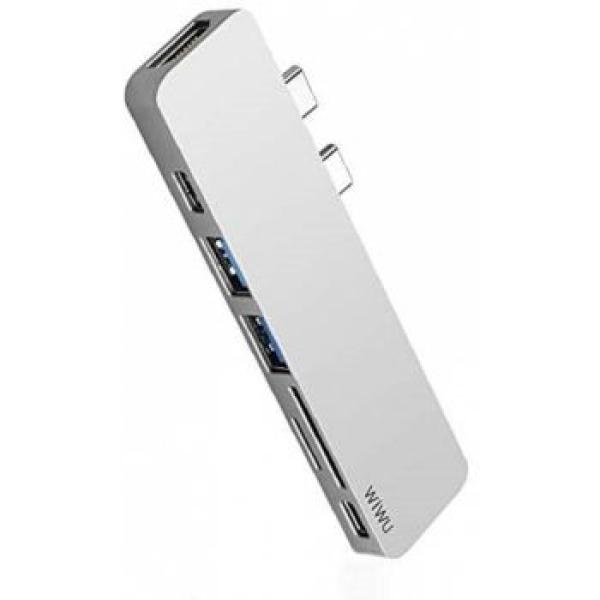 WIWU USB TYPE C 7 IN 1 HUB GREY T08