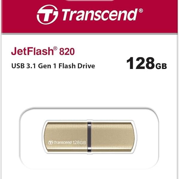 TRANSCEND 128GB FLASH DRIVE  TS128GJF820G GOLD COLOR