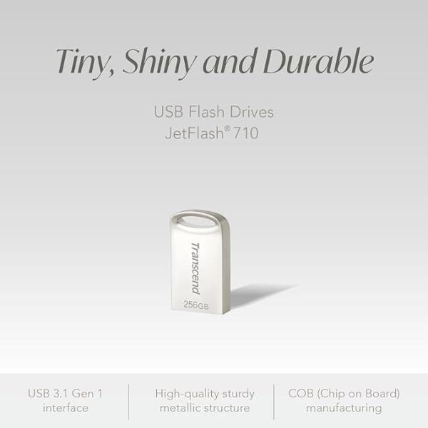 TRANSCEND 128GB, USB 3.1  FLASH DRIVE SILVER  TS128GJF710S