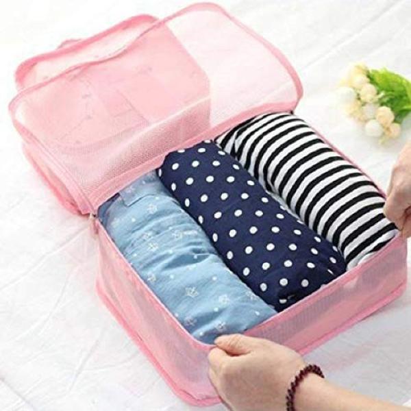 TRAVEL LAUNDRY POUCH PINK 6PCS SET