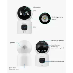 ZOSI INDOOR PT CAMERA WITH DUAL LENS 2MP+2MP
