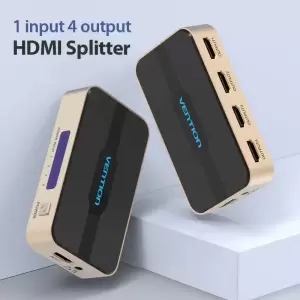 1 In 4 Out HDMI Splitter 4K@30Hz Gold Aluminum Alloy Type UK Standard