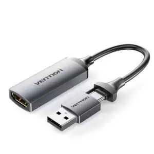 HDMI-A to USB-C/USB-A Video Capture Card 0.1M Gray