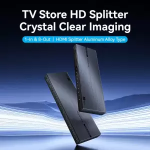 1-In & 8-Out HDMI Splitter 4K@60Hz Black Aluminum Alloy Type EU Standard