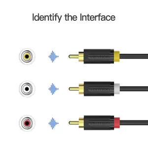 3RCA Male to 3RCA Male Cable 1.5M Black
