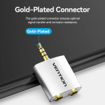 4 Pole 3.5mm Male to 2*3.5mm Female Audio Adapter Silvery Metal Type