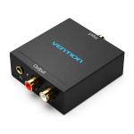 Optical Fiber/Coaxial Digital Audio to TRS 3.5mm/2RCA Audio Converter Black Aluminum Alloy Type
