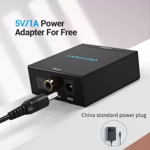 Optical Fiber/Coaxial Digital Audio to TRS 3.5mm/2RCA Audio Converter Black Aluminum Alloy Type