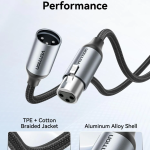 XLR Audio Extension Cable 1M Gray Aluminum Alloy Type
