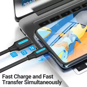 USB 2.0 A Male to Micro-B Male 3A Cable 1.5M Black