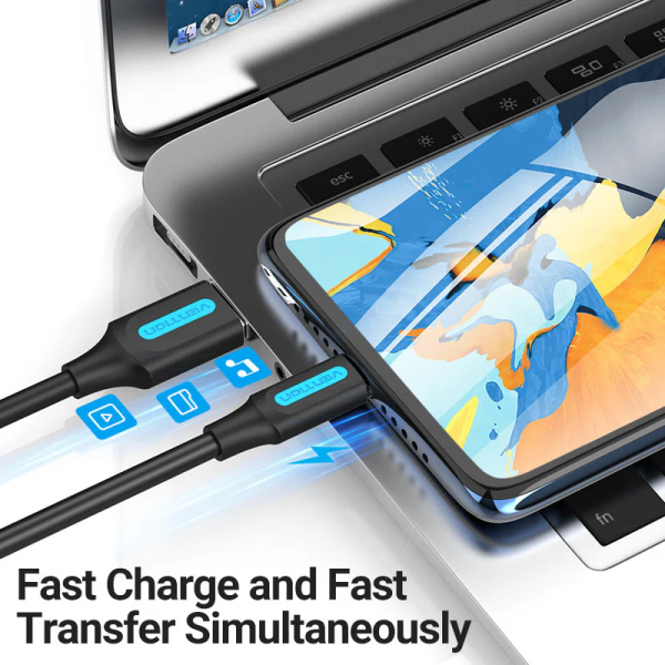 USB 2.0 A Male to Micro-B Male 3A Cable 1.5M Black