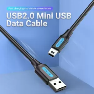 USB 2.0 A Male to Mini-B  Male  Cable 0.5M Black PVC Type