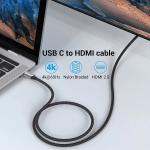 Cotton Braided USB-C to HDMI Cable 2M Black Aluminum Alloy Type