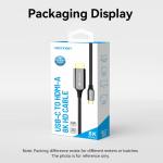 Cotton Braided USB-C to HDMI-A 8K HD Cable 1.8M Black Zinc Alloy Type