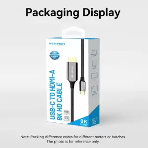 Cotton Braided USB-C to HDMI-A 8K HD Cable 1.8M Black Zinc Alloy Type