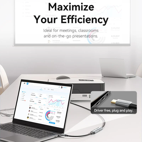 Cotton Braided USB-C to HDMI 4K Converter 0.25M Black Zinc Alloy Type