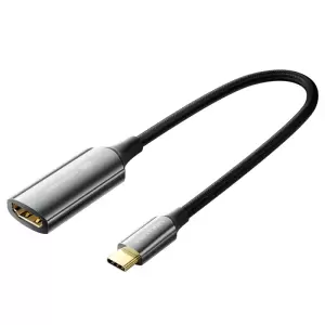 Cotton Braided USB-C to HDMI 4K Converter 0.25M Black Zinc Alloy Type