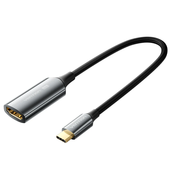Cotton Braided USB-C to HDMI 4K Converter 0.25M Black Zinc Alloy Type