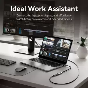 Cotton Braided USB-C to HDMI 4K Converter 0.25M Black Zinc Alloy Type