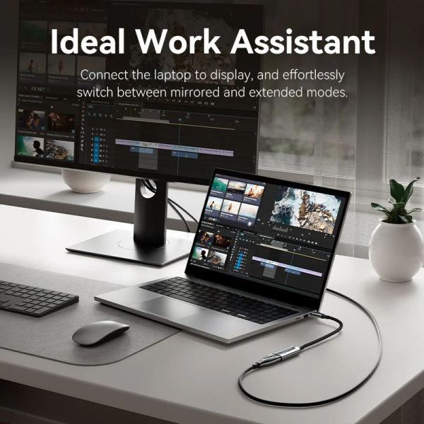 Cotton Braided USB-C to HDMI 4K Converter 0.25M Black Zinc Alloy Type