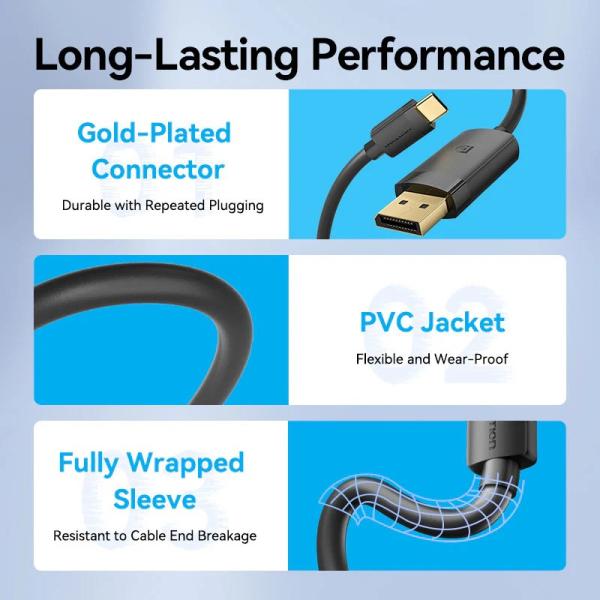 USB-C to DP 4K HD Cable 2M Black